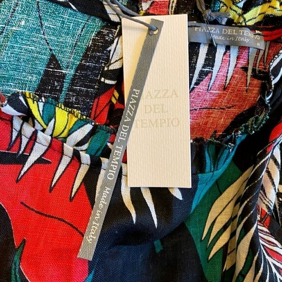 NEW Piazza Del Tempio Fit Flare Maxi Dress Black Floral Linen Sleeveless Medium - Picture 11 of 11